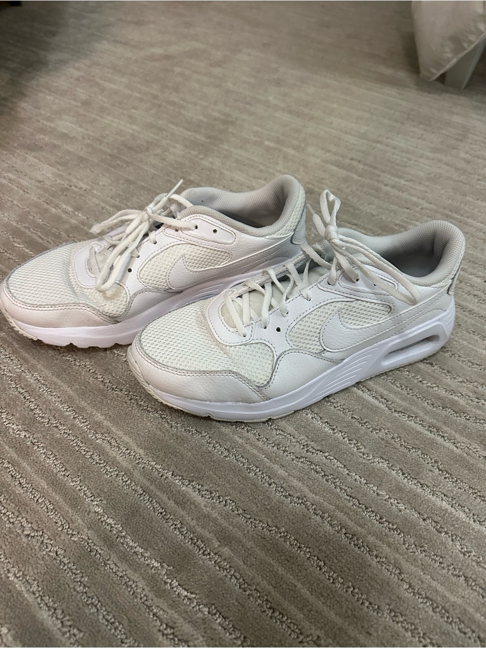 Nike All-White Mesh & Leather Low-Top Sneakers